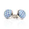 CUFF-V12 VANNERS Gemelli rivestiti in tessuto di seta Motivo pied-de-poule Blu sax