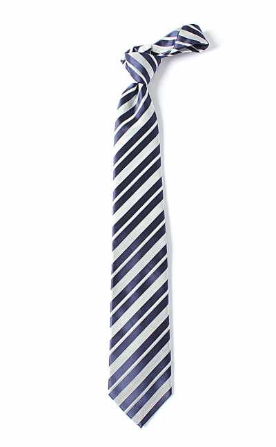 HVN-51 VANNERS Cravatta in seta fatta a mano a righe blu navy
