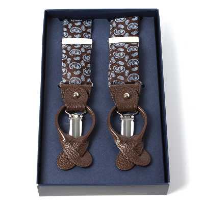 VANNERS Bretelle di seta Paisley marrone