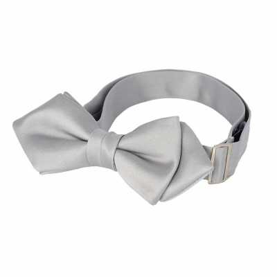BFK-501 Materiale premium Papillon a punta diamantata, tessuto con faccia in seta, argento