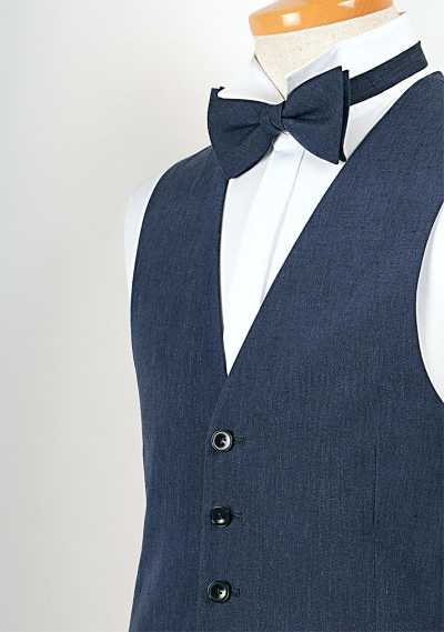 LV-1 Gilet in lino Made in Japan blu navy