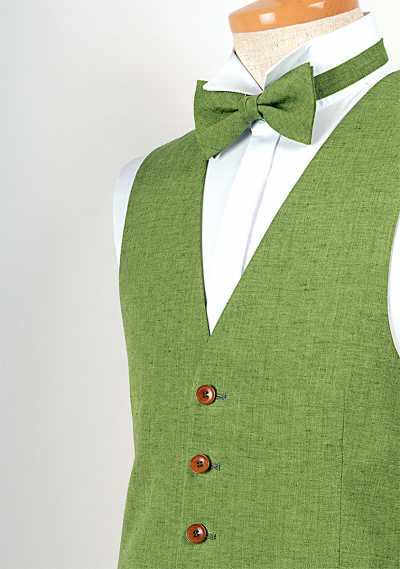 LV-3 Gilet in lino giapponese verde