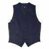 V-304 Gilet elegante, jacquard di seta, blu navy