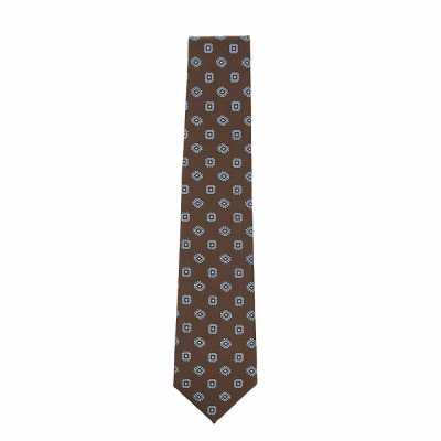 HVN-59 VANNERS Cravatta artigianale seta e lana, fantasia piccola, marrone