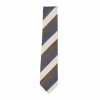 HVN-62 VANNERS cravatta fatta a mano in seta Regimental blu navy/marrone