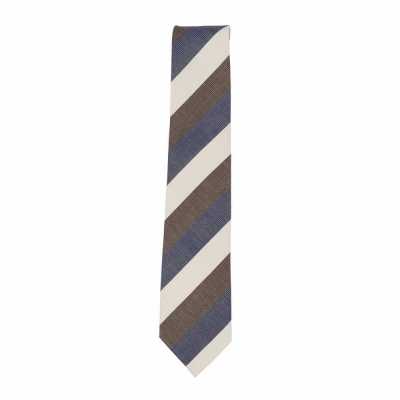 HVN-62 VANNERS cravatta fatta a mano in seta Regimental blu navy/marrone