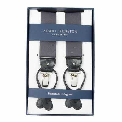 AT-DARKGREY ALBERT THURSTON Bretelle grigio scuro elastiche (gomma) 2 in 1