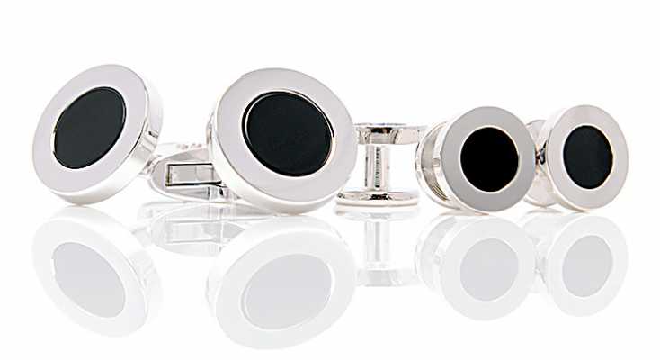 CU925-2G Set di gemelli e bottoni da camicia in argento sterling EXCY LEGEND Onice