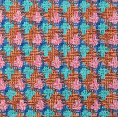 A7545 Linton Tweed, tessuto prodotto in Inghilterra arancione × blu turchese × rosa