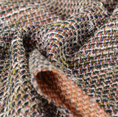 Z6354 LINTON Textile Tweed Made In England Viola Blu X Arancio X Bianco[Tessile] LINTON Sottofoto