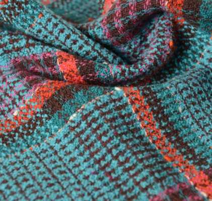 Y6513 LINTON In Tweed Di Linton Made In England Blu Turchese X Rosso Tessuto[Tessile] LINTON Sottofoto