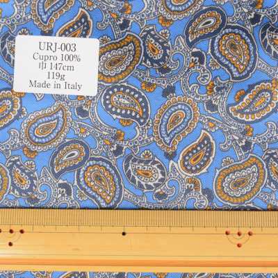 URJ-003 Made In Italy Cupra 100% Stampa Fodera Motivo Paisley Blu[Liner] TCS Sottofoto