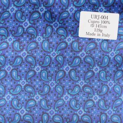 URJ-004 Prodotto in Italia 100% Cupro Fodera stampata paisley azzurro chiaro