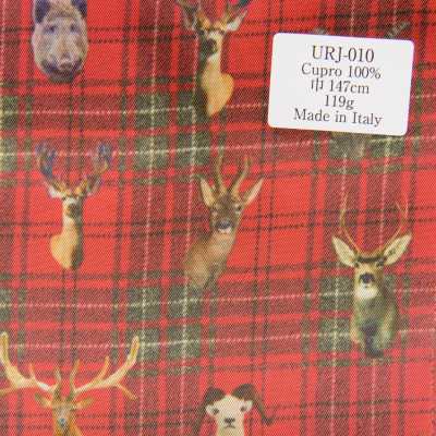 URJ-010 Prodotto in Italia, fodera stampata in 100% cupro a quadri tartan su stampa animalier