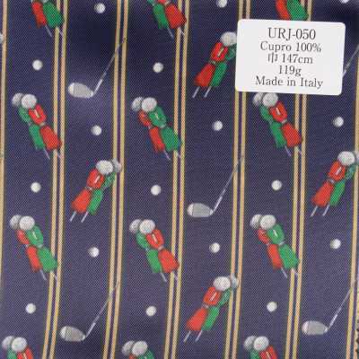 URJ-050 Fodera stampata in cupro 100% prodotta in Italia, motivo golf