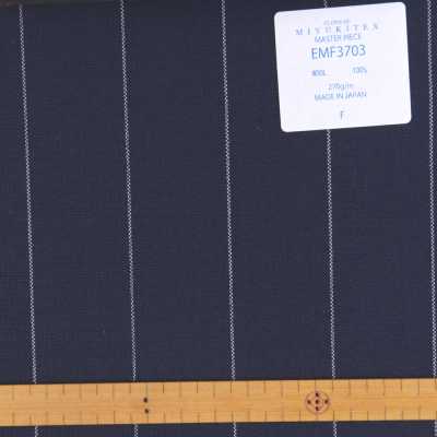 EMF3703 Collezione Di Capolavori Savile Row Yarn Count Series Wide Striped Navy Blue[Tessile] Miyuki Keori (Miyuki) Sottofoto