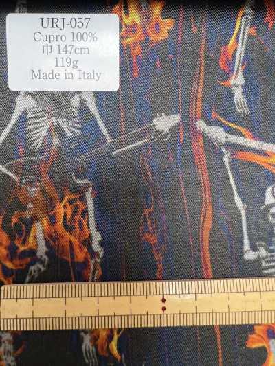 URJ-057 Fodera stampata 100% Cupro prodotta in Italia, motivo Skull Rock