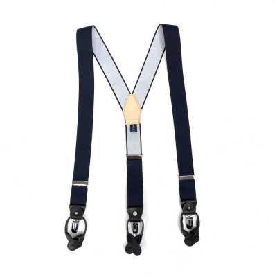 SR-NAVY SR-NAVY Bretelle EXCY Blu navy tinta unita 2-in-1 elastico da 35 mm