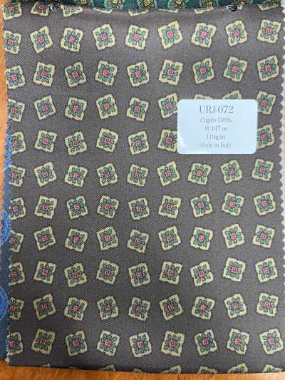 URJ-072 Fodera stampata in cupro 100% di produzione italiana, piccola fantasia floreale, marrone
