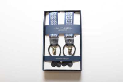 AT-2686/6 ALBERT THURSTON Bretelle, stile Copenhagen blu, blu navy, elastiche, 35mm