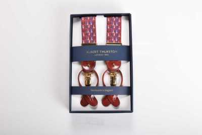 AT-2675/3 Bretelle ALBERT THURSTON motivo cravatta fine colore di base bordeaux elastico 35 mm