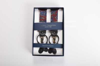 AT-2676/1 Bretelle ALBERT THURSTON motivo paisley bordeaux elastiche 35 mm