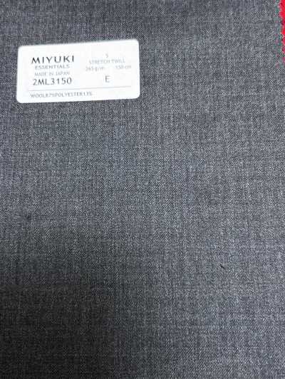 2ML3150 26AW MIYUKI Tessuto ESSENTIALS twill elasticizzato grigio medio tinta unita
