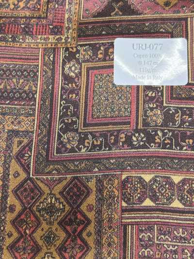 URJ-077 Prodotto in Italia Fodera stampata in Cupro 100%, multimotivo, Bordeaux