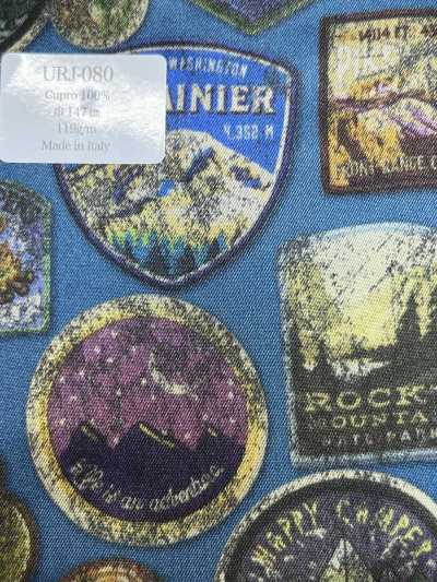URJ-080 Prodotto in Italia Fodera stampata in Cupro 100% Travel Sticker Blu
