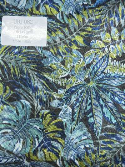 URJ-082 Prodotto in Italia 100% cupro fodera stampata Blu botanico x Verde