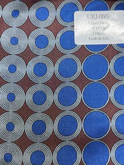 URJ-095 Prodotto in Italia Cupro 100% Fodera stampata a pois multicolori Blu X Marrone