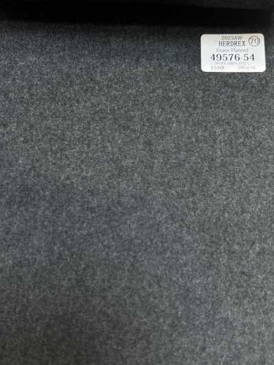 49576-54 26AW HERDREX [Grace Flannel] Flanella Grace grigio medio tinta unita