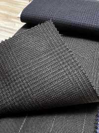 MH2431-CG Tessuto Pettinato Standard Giapponese In Lana E Kid Mohair (Stile Tonic), A Quadri, Grigio Antracite[Tessile] Immagini aggiuntive