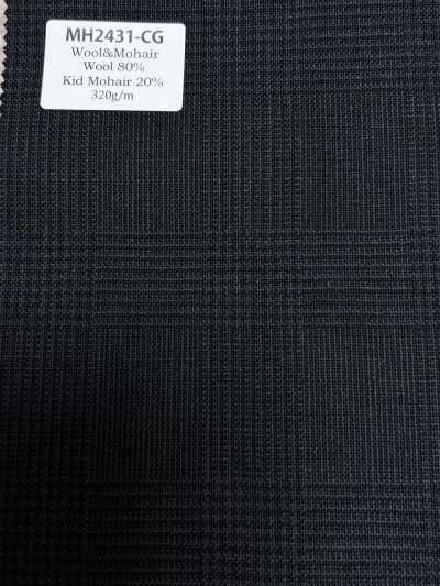 MH2431-CG Tessuto pettinato standard in lana e mohair Made in Japan (stile Tonic) a quadri grigio antracite