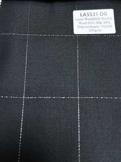 LA5531-DG Tessuto scozzese elasticizzato in lana con lamé di seta, produzione giapponese standard