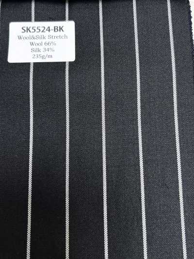 SK5524-BK Standard Prodotto in Giappone seta lana elasticizzata a righe nera
