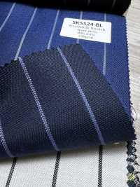SK5524-BL Tessuto Elasticizzato Standard Giapponese In Seta E Lana, A Righe Blu Navy[Tessile] Immagini aggiuntive