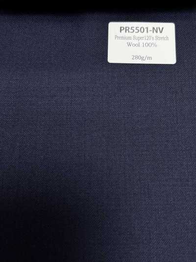 PR5501-NV Standard di produzione giapponese Premium Super 120's elasticizzato tinta unita blu navy