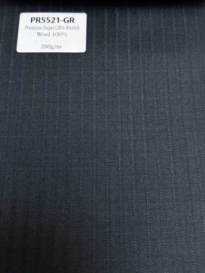 PR5521-GR Standard di produzione giapponese Premium Super120's a righe elasticizzato verde