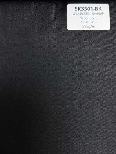 SK3501-BK Standard nero elasticizzato in seta e lana, prodotto in Giappone