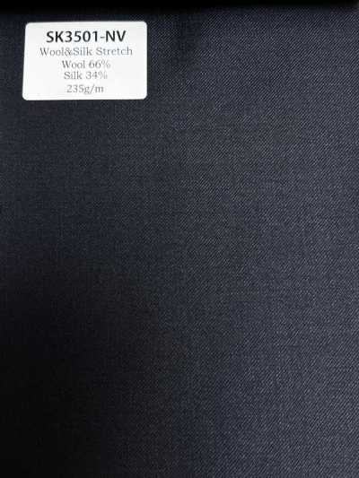 SK3501-NV Standard in seta e lana stretch blu navy di fabbricazione giapponese