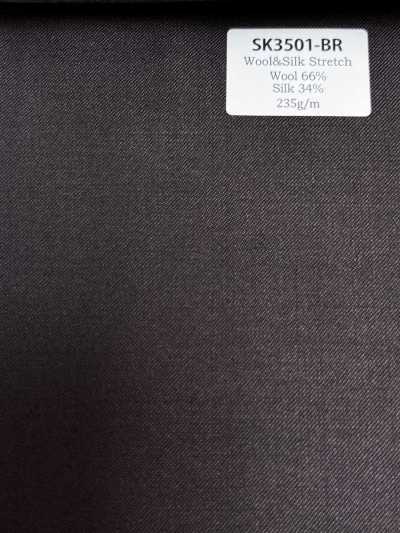 SK3501-BR Tessuto elasticizzato standard in seta e lana di produzione giapponese, marrone