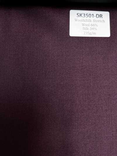 SK3501-DR Tessuto elasticizzato seta-lana giapponese standard, rosso scuro