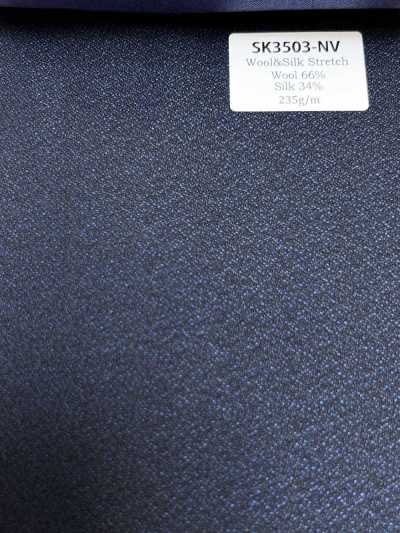 SK3503-NV Standard prodotto in Giappone in seta e lana elasticizzata blu navy