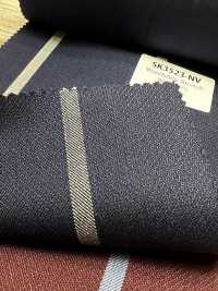 SK3523-NV Classico tessuto a righe elasticizzato in seta e lana di produzione giapponese, blu navy[Tessile] Immagini aggiuntive