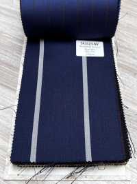 SK3523-NV Classico tessuto a righe elasticizzato in seta e lana di produzione giapponese, blu navy[Tessile] Immagini aggiuntive