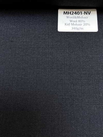 MH2401-NV Tessuto worsted in lana e mohair di produzione giapponese standard (stile Tonic) blu navy