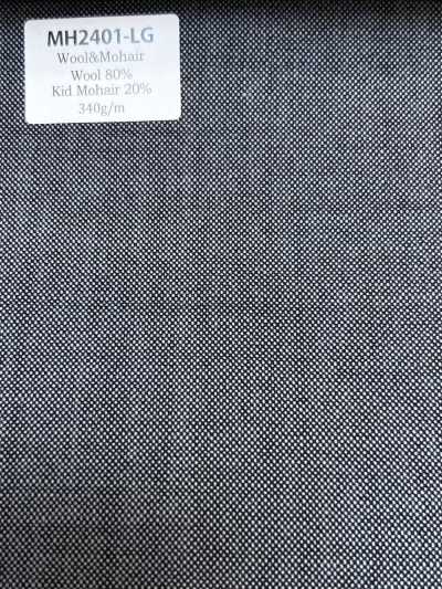 MH2401-LG Tessuto worsted in lana e mohair di produzione giapponese standard (stile Tonic) grigio chiaro