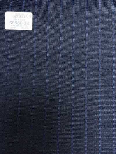 69580-38 26AW HERDREX [Seta e lana] Seta e lana a righe ombra blu navy