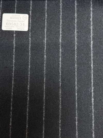 69582-34 26AW HERDREX [Tasmanian Flannel] Riga blu marino in seta e lana